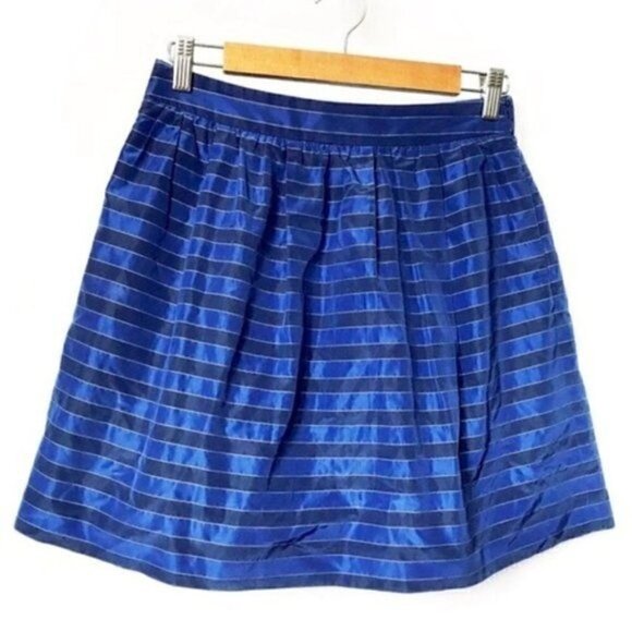 J. Crew blue striped taffeta mini skirt, Size 2 - Picture 2 of 6